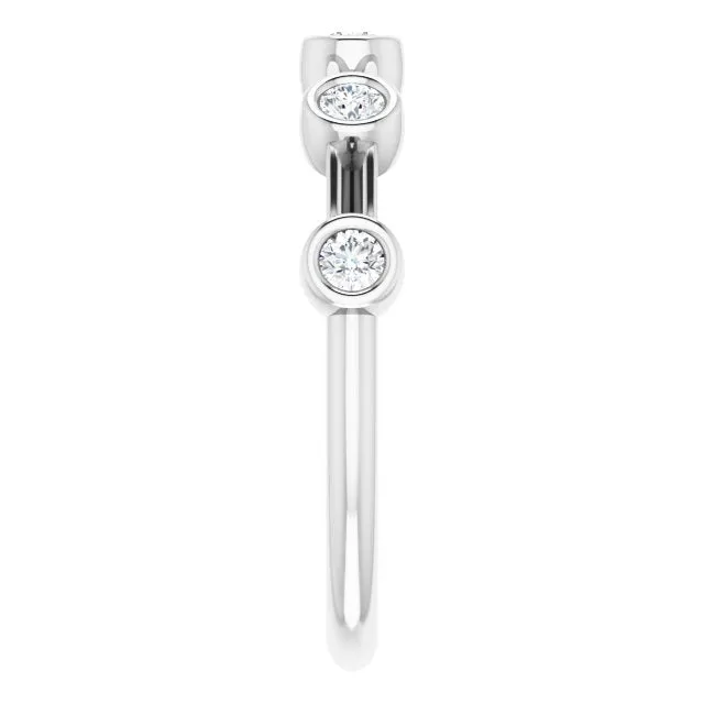 Bezel Set Round Diamond Wedding Band 5 Stone Anniversary Ring