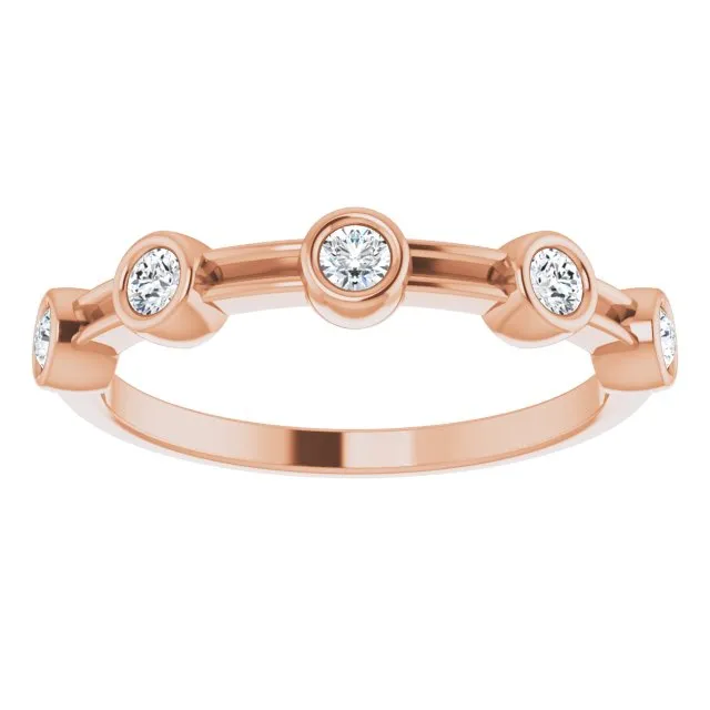 Bezel Set Round Diamond Wedding Band 5 Stone Anniversary Ring