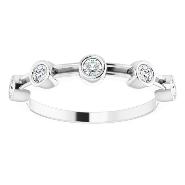 Bezel Set Round Diamond Wedding Band 5 Stone Anniversary Ring