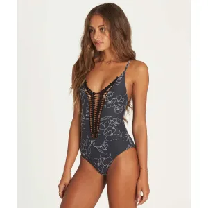 Billabong Women's Lost Sky Hippie Hooray Crochet front One Piece | Black Pebble