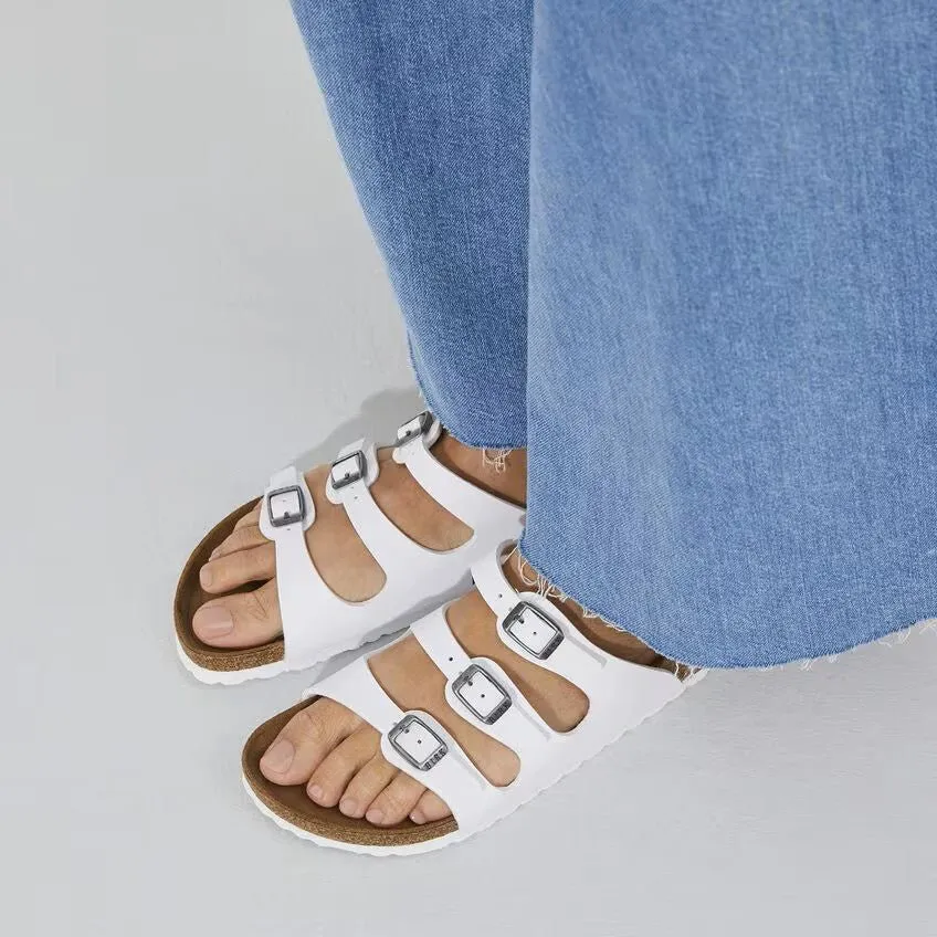 Birkenstock Florida Sandals - White Birko-Flor | Comfortable Cork Footbed