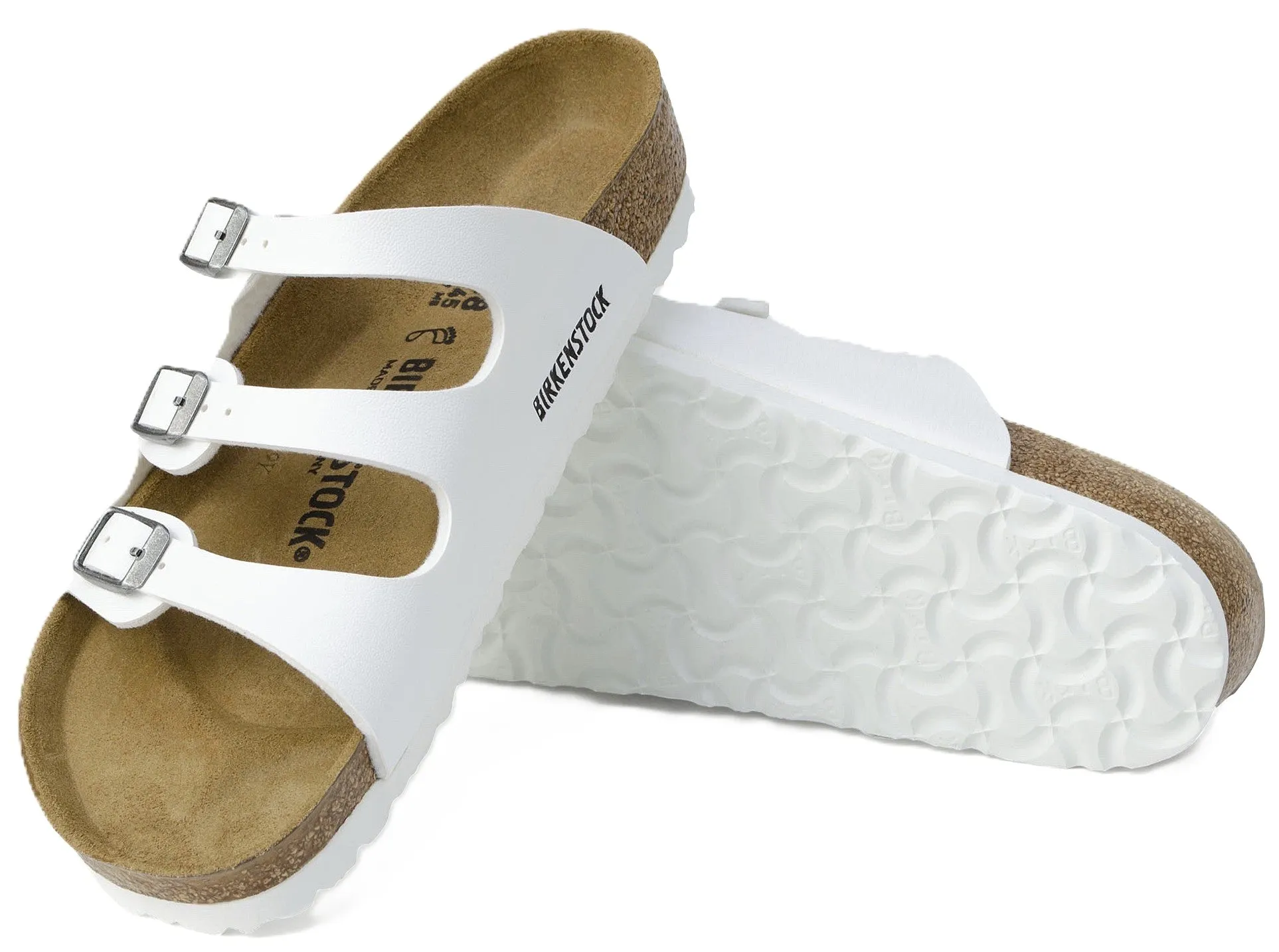 Birkenstock Florida Sandals - White Birko-Flor | Comfortable Cork Footbed