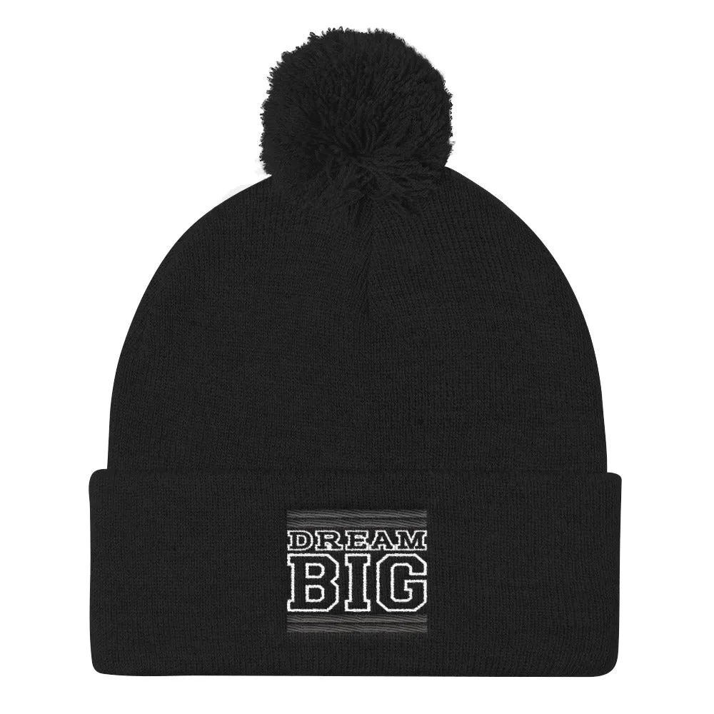 Black Black and White Pom Pom Beanie