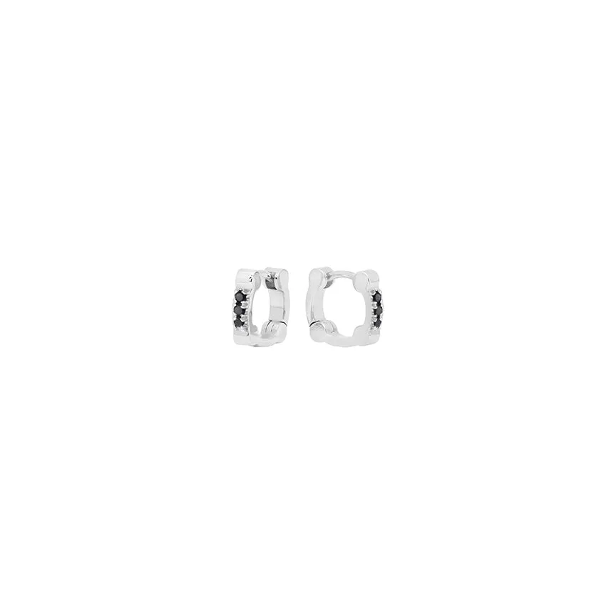 Black Diamond Cage Huggies | Rose Gold