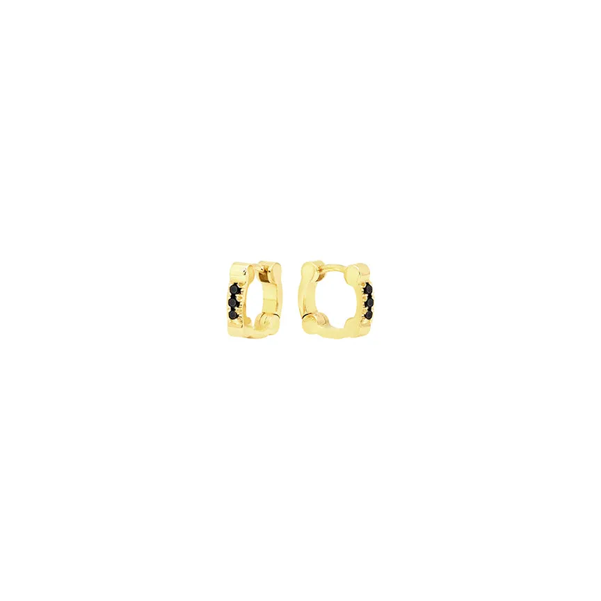 Black Diamond Cage Huggies | Rose Gold
