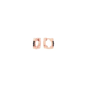 Black Diamond Cage Huggies | Rose Gold