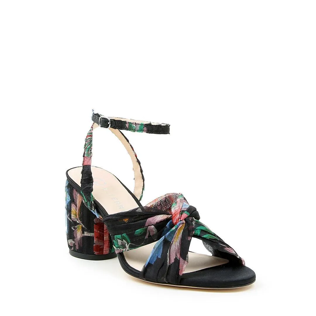 Black Floral Twist Sandal   Marilyn Strap