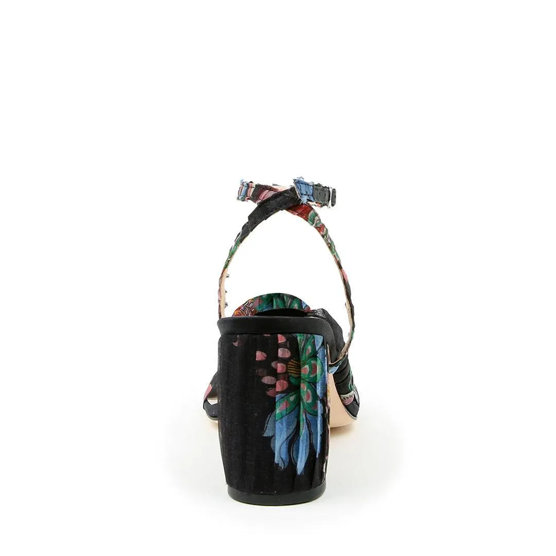 Black Floral Twist Sandal   Marilyn Strap