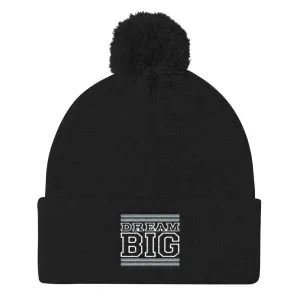 Black Grey and White Pom Pom Beanie