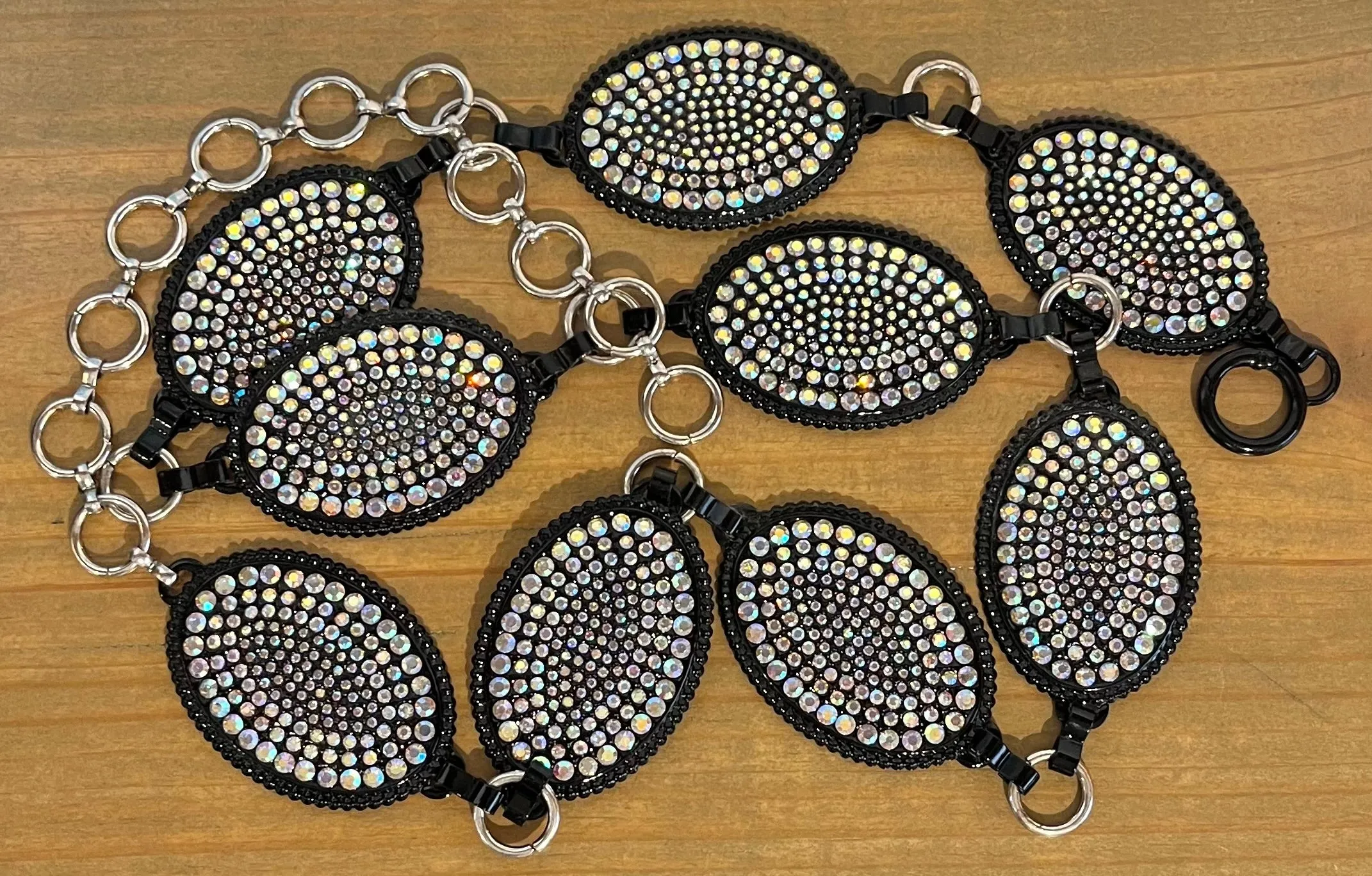 Black Oval Concho w/ Iridescent Crystals Ladies Belt