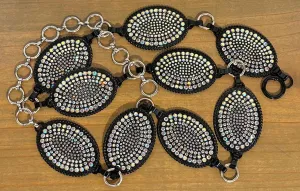 Black Oval Concho w/ Iridescent Crystals Ladies Belt