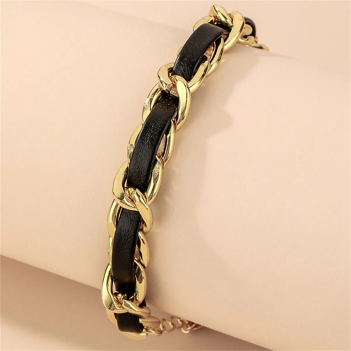 Black Polystyrene & 18K Gold-Plated Chain Bracelet
