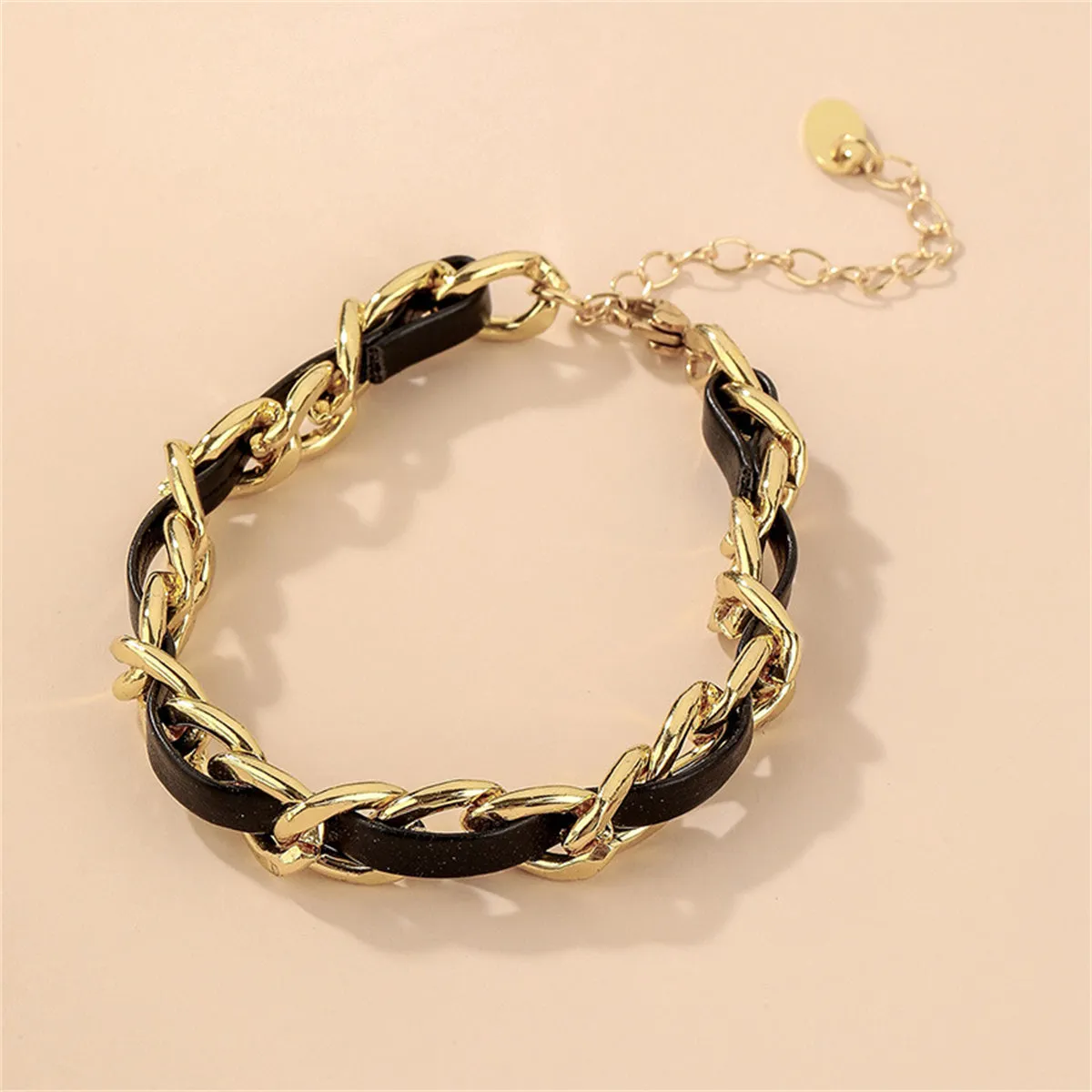Black Polystyrene & 18K Gold-Plated Chain Bracelet