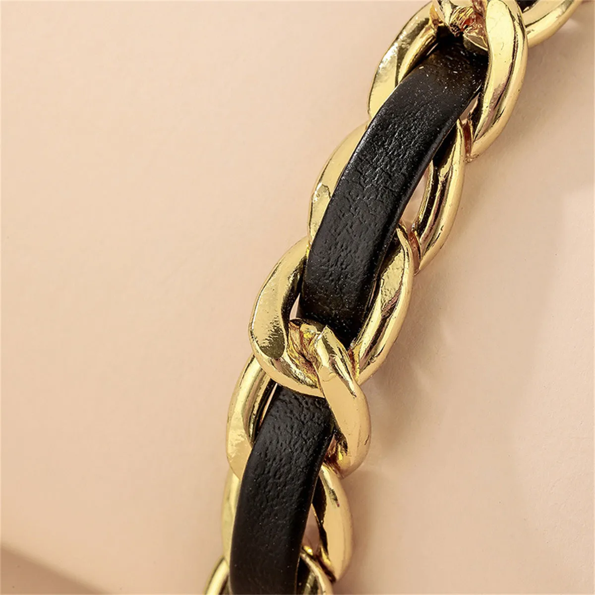 Black Polystyrene & 18K Gold-Plated Chain Bracelet