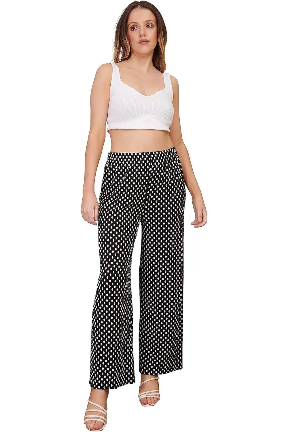 Black Spot Print Palazzo Trouser