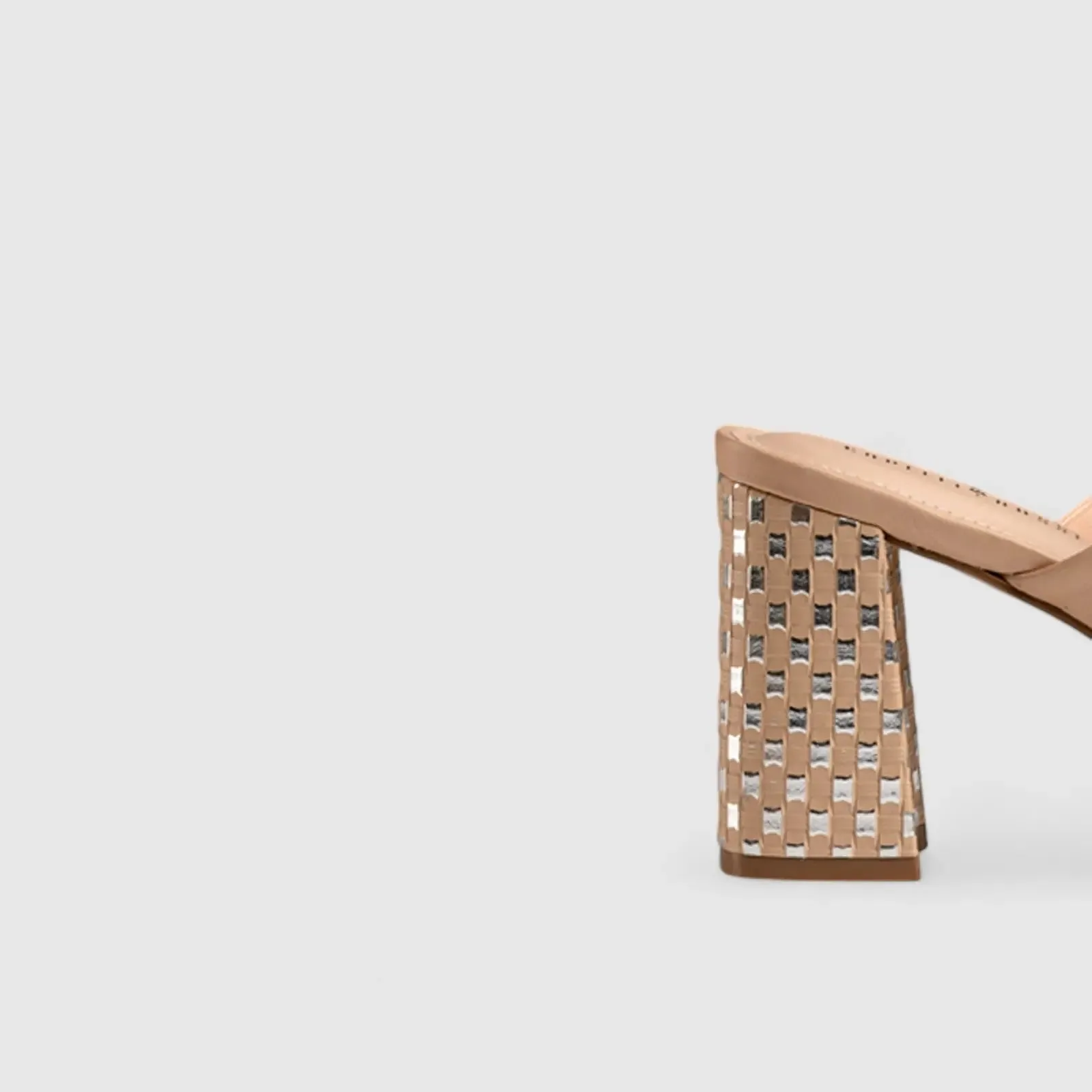 Block Heel Mule Sandal Beige 11197