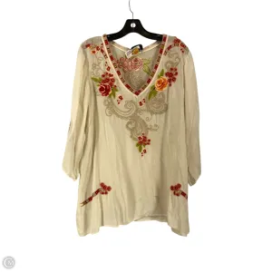 Blouse 3/4 Sleeve By Johnny Was In Cream, Size: L