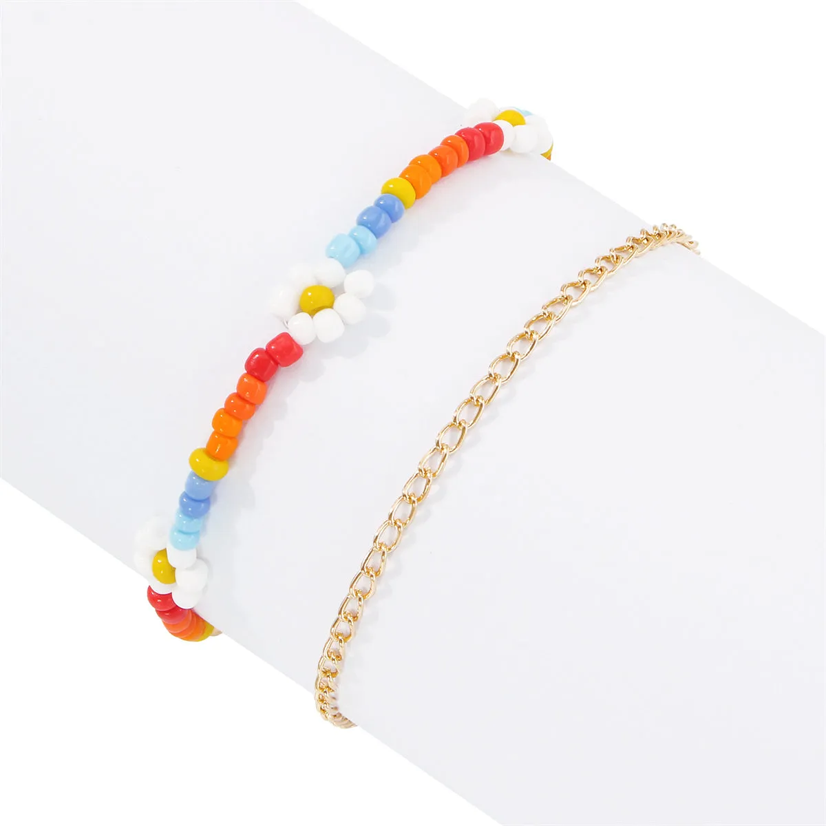 Blue & Orange Howlite 18K Gold-Plated Mum Station Bracelet Set