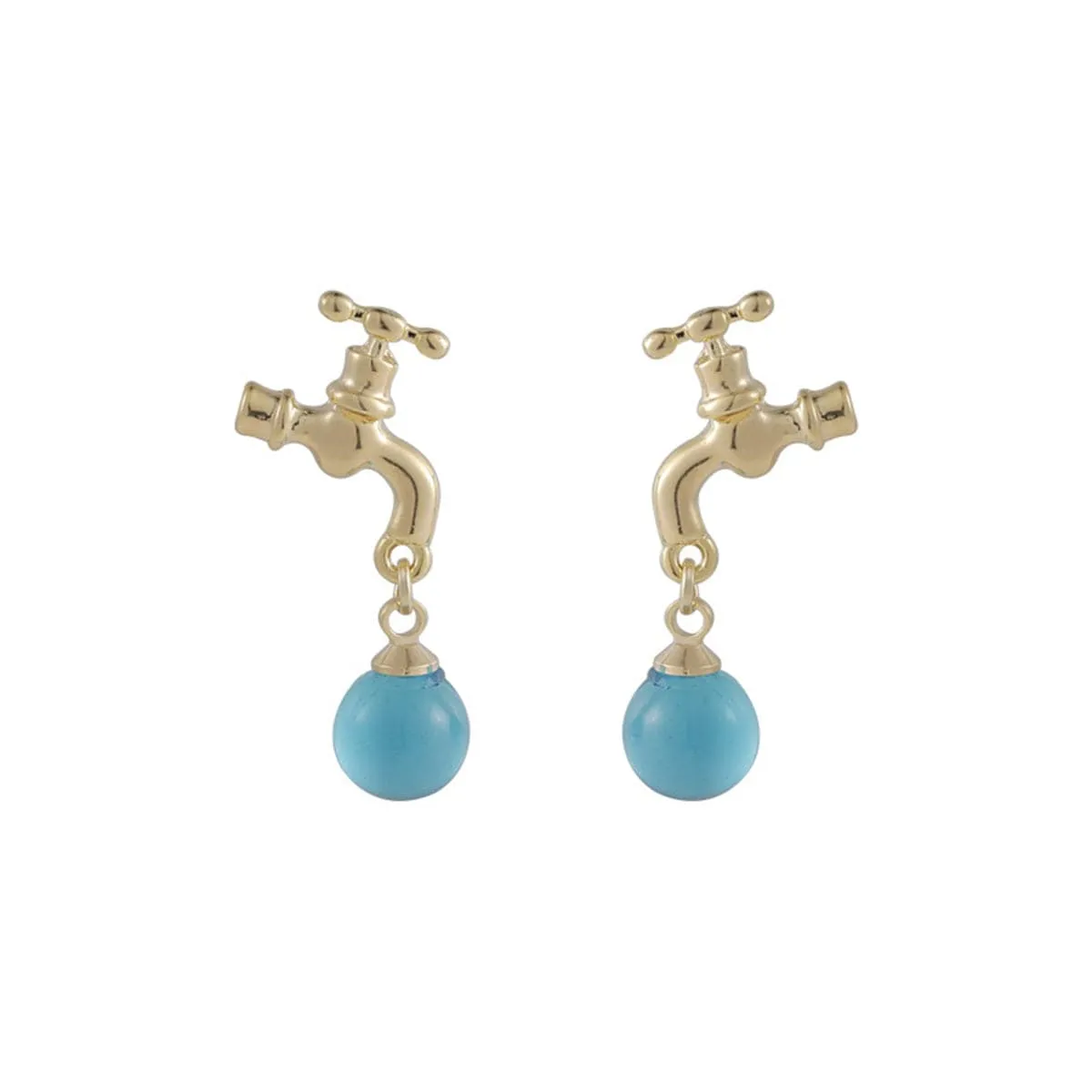Blue Crystal & 18K Gold-Plated Water Tap Drop Earrings