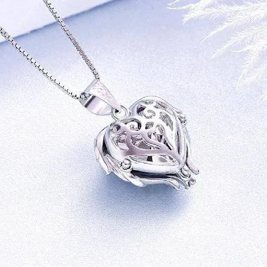 Blue Crystal Angel Wings Heart Shaped Women's Necklace