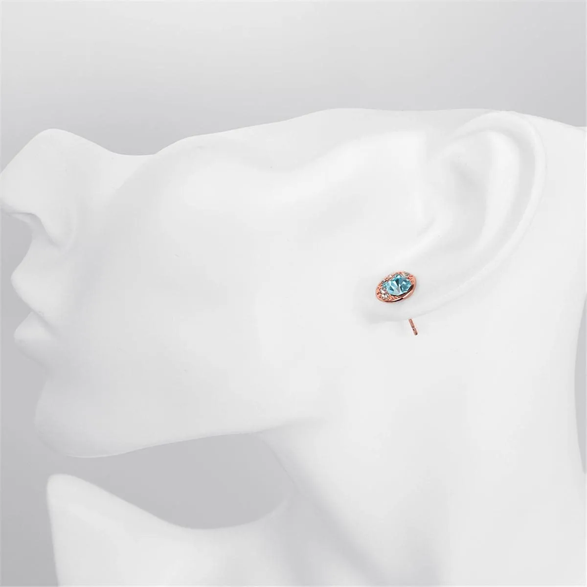 Blue Cubic Zirconia & 18K Rose Gold-Plated Cluster Stud Earrings