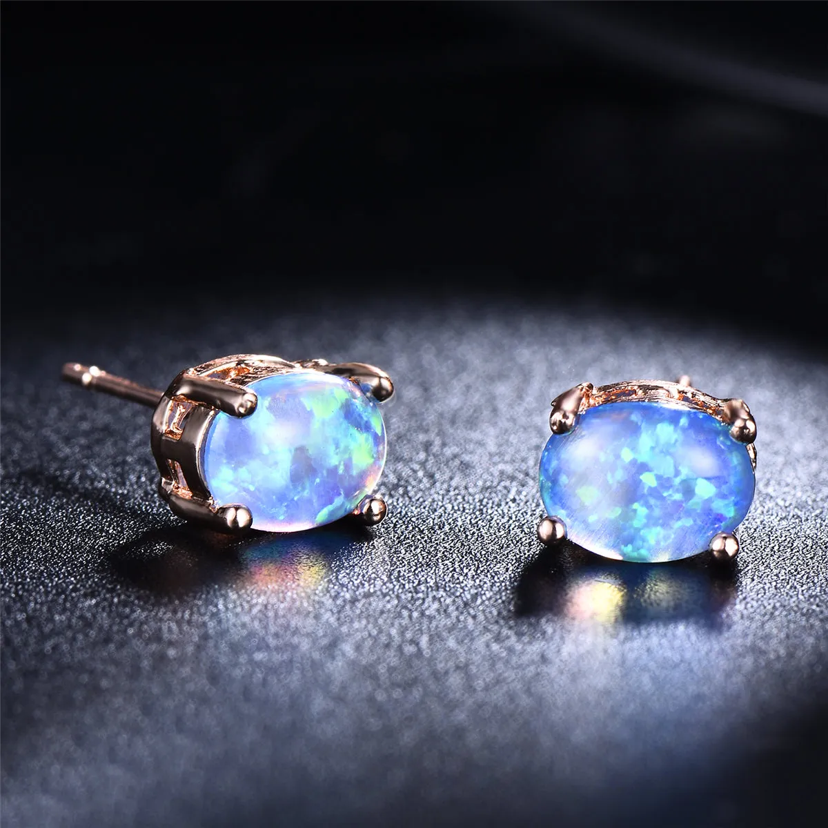 Blue Egg Opal & 18K Gold-Plated Stud Earrings