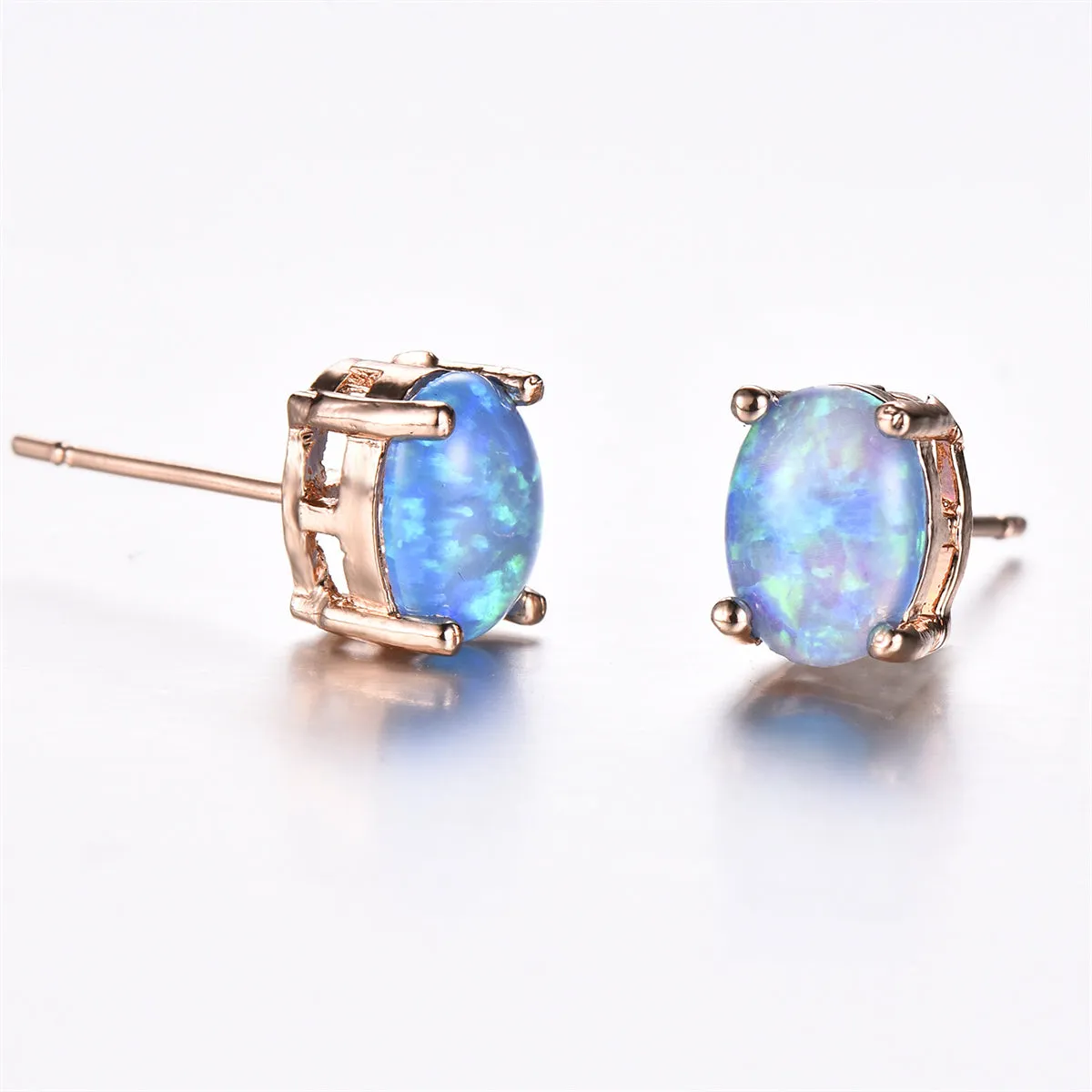 Blue Egg Opal & 18K Gold-Plated Stud Earrings