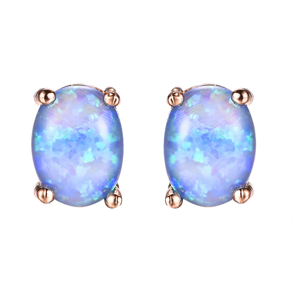 Blue Egg Opal & 18K Gold-Plated Stud Earrings