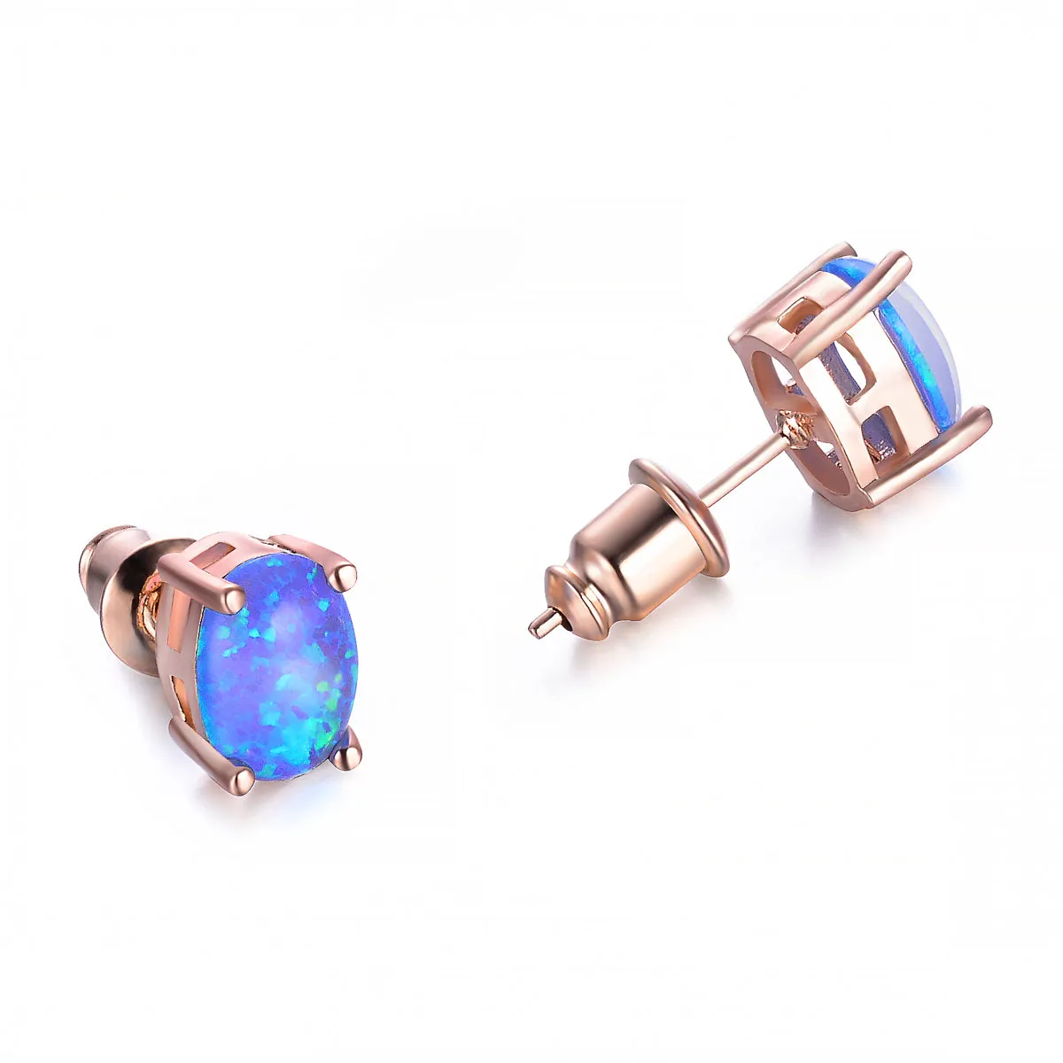 Blue Egg Opal & 18K Rose Gold-Plated Stud Earrings