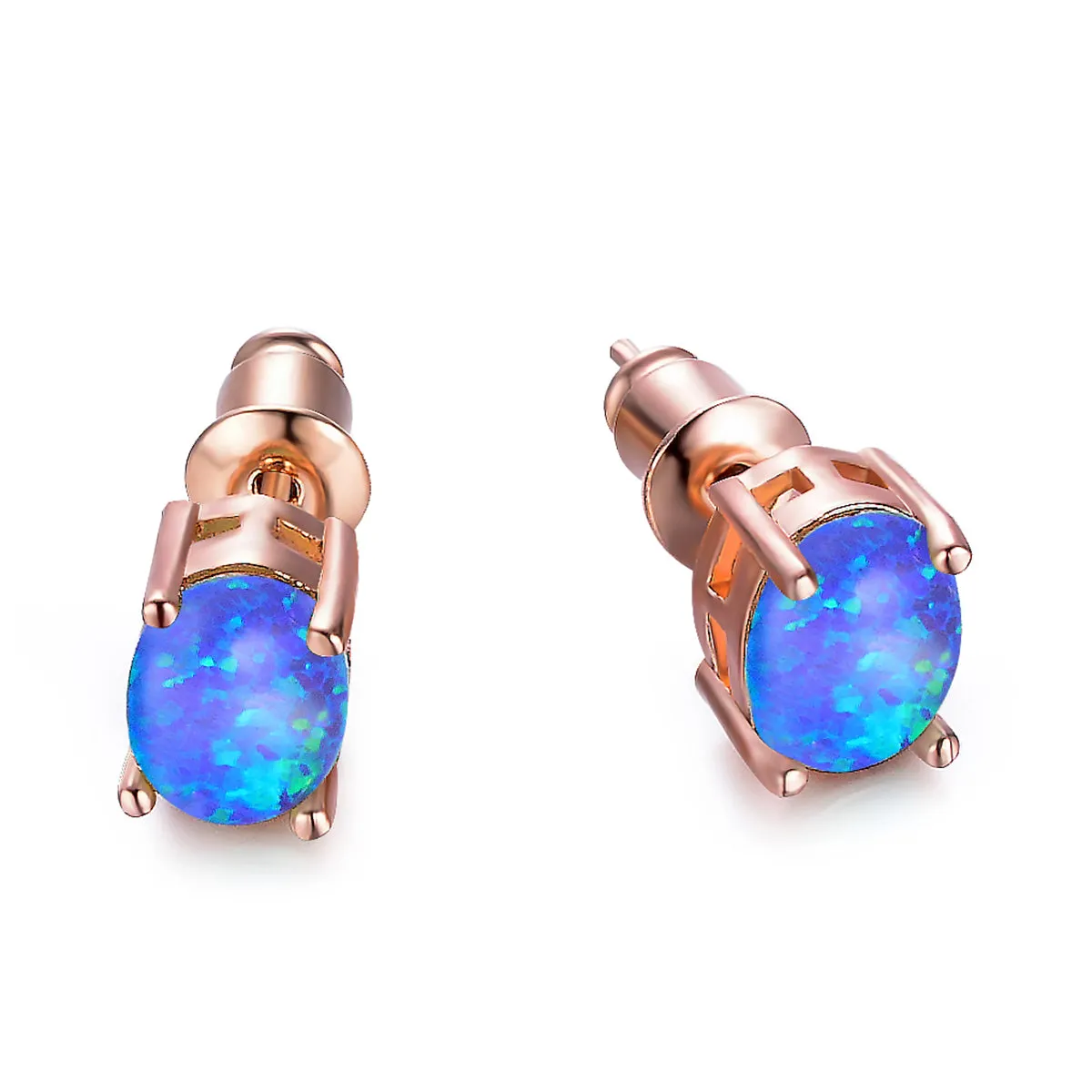 Blue Egg Opal & 18K Rose Gold-Plated Stud Earrings