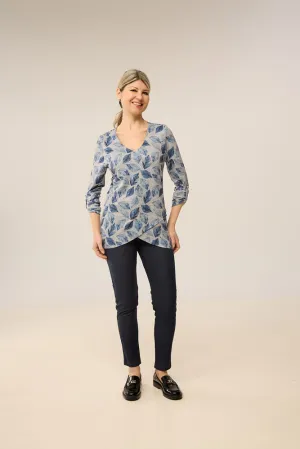 Blue Leaves Crossover Top