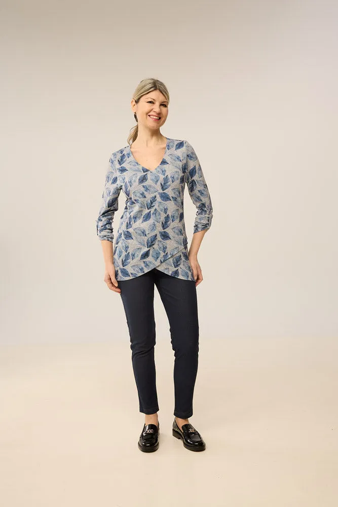 Blue Leaves Crossover Top