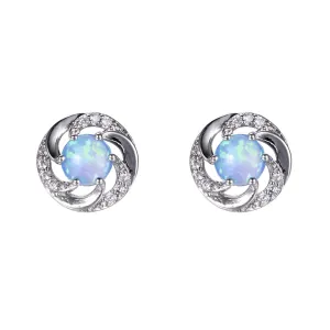Blue Opal & Cubic Zirconia Vortex Stud Earrings
