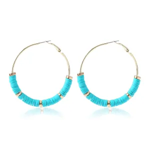 Blue Polymer Clay & 18K Gold-Plated Hoop Earrings