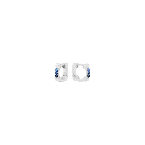 Blue Sapphire Cage Huggies | White Gold
