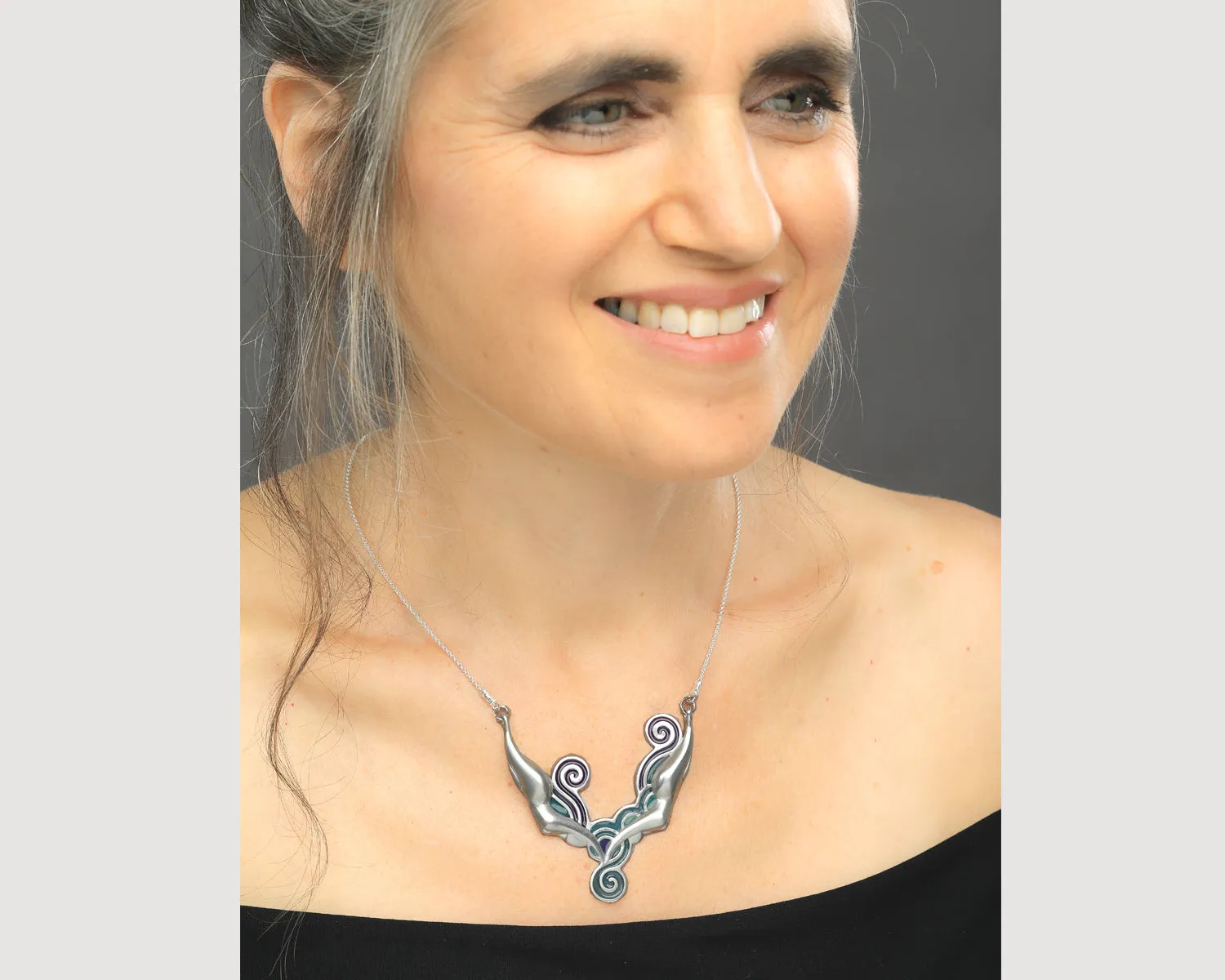 Blue sea women diver collection, elegant and unique design pendant