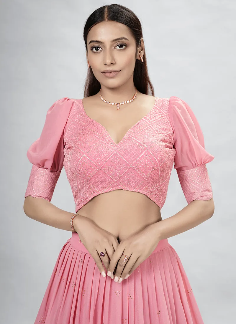 Blush Pink Embroidery Festive Lehenga Choli