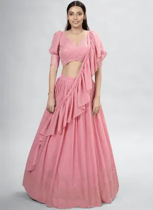 Blush Pink Embroidery Festive Lehenga Choli