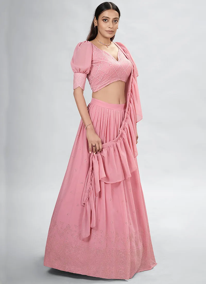 Blush Pink Embroidery Festive Lehenga Choli