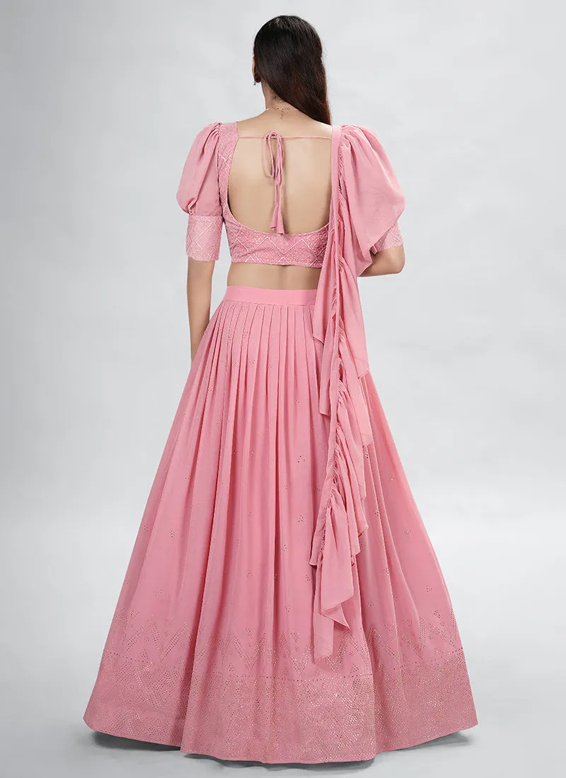 Blush Pink Embroidery Festive Lehenga Choli