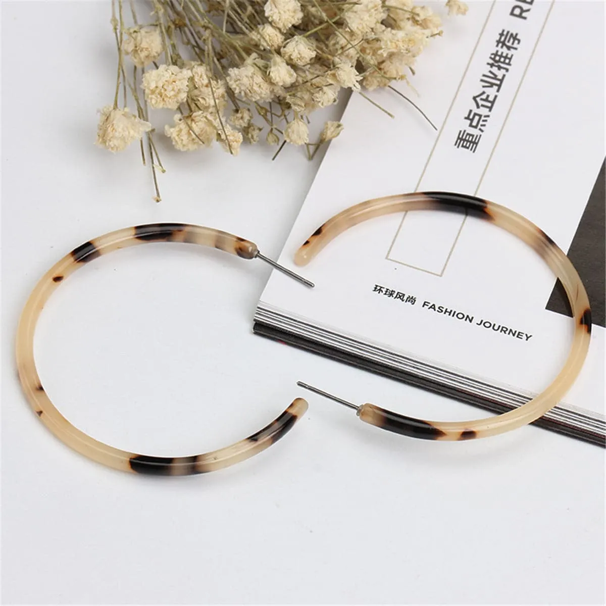 Blush Tortoise Hoop Earrings