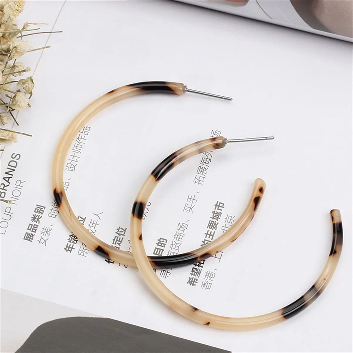 Blush Tortoise Hoop Earrings