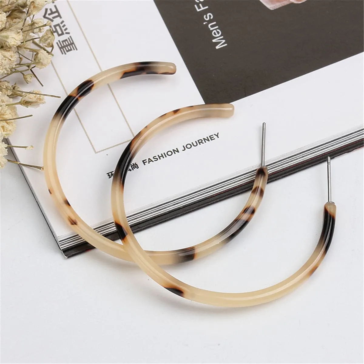 Blush Tortoise Hoop Earrings