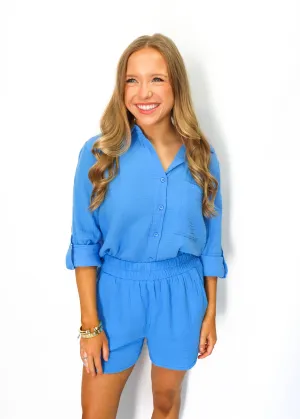Bobi Long Sleeve Button Down Shirt - Mykonos