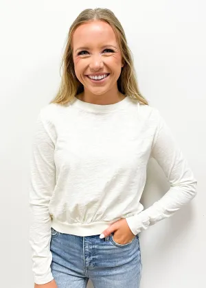 Bobi Shirred Detail Tee - Macadamia