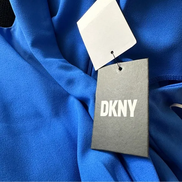 Brand New DKNY Women's Twist-Front Sleeveless Blue Dress, Size 8, NWT
