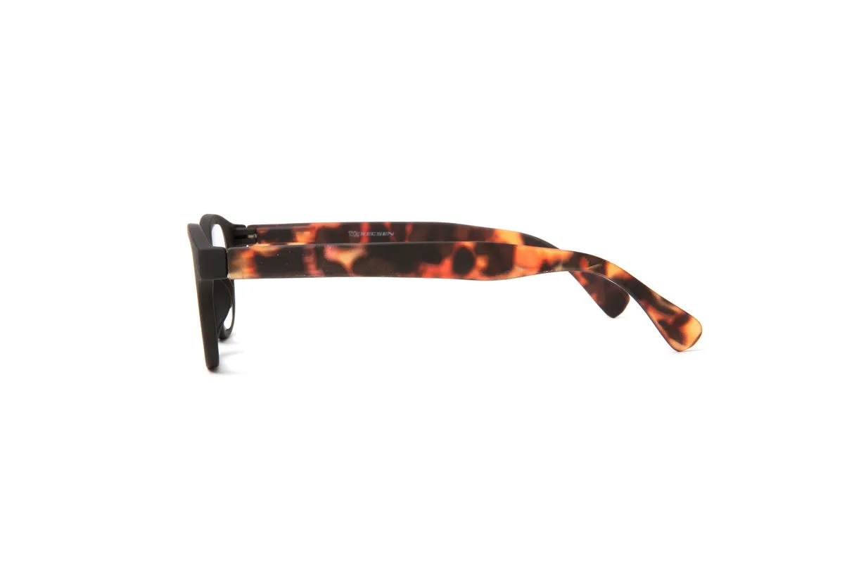 Brooklyn Black Rubber Reading Glasses, Tortoise Temples