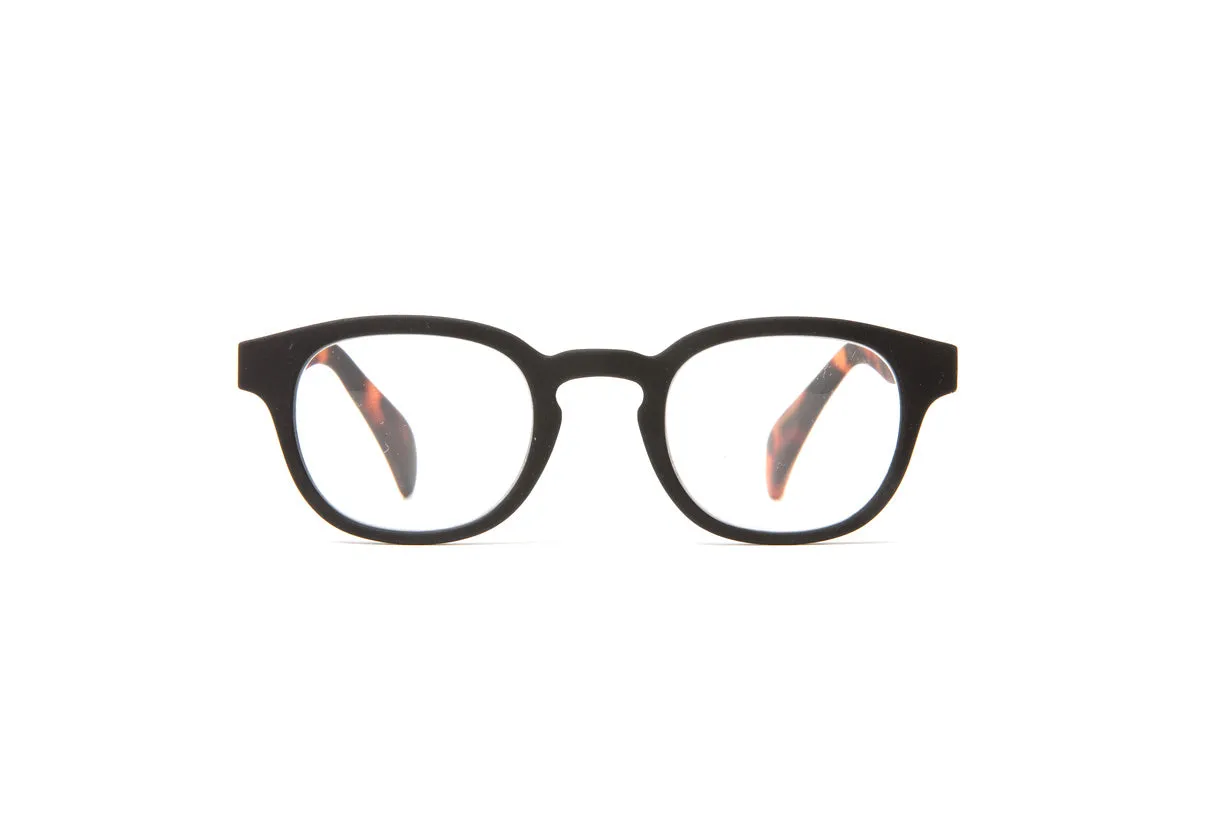 Brooklyn Black Rubber Reading Glasses, Tortoise Temples