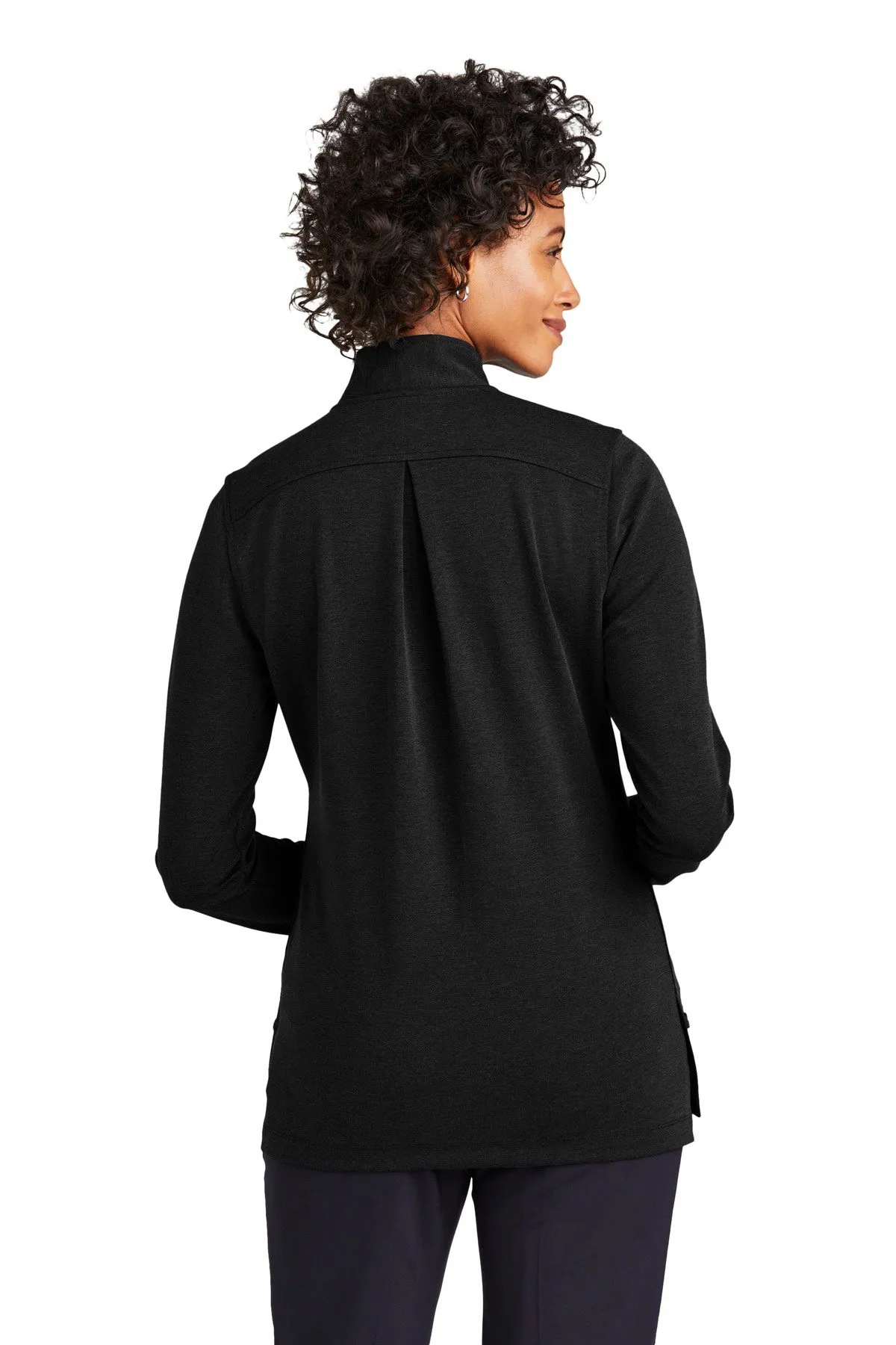 Brooks Brothers Women's Mid-Layer Stretch 1/2-Button BB18203 Black Heather