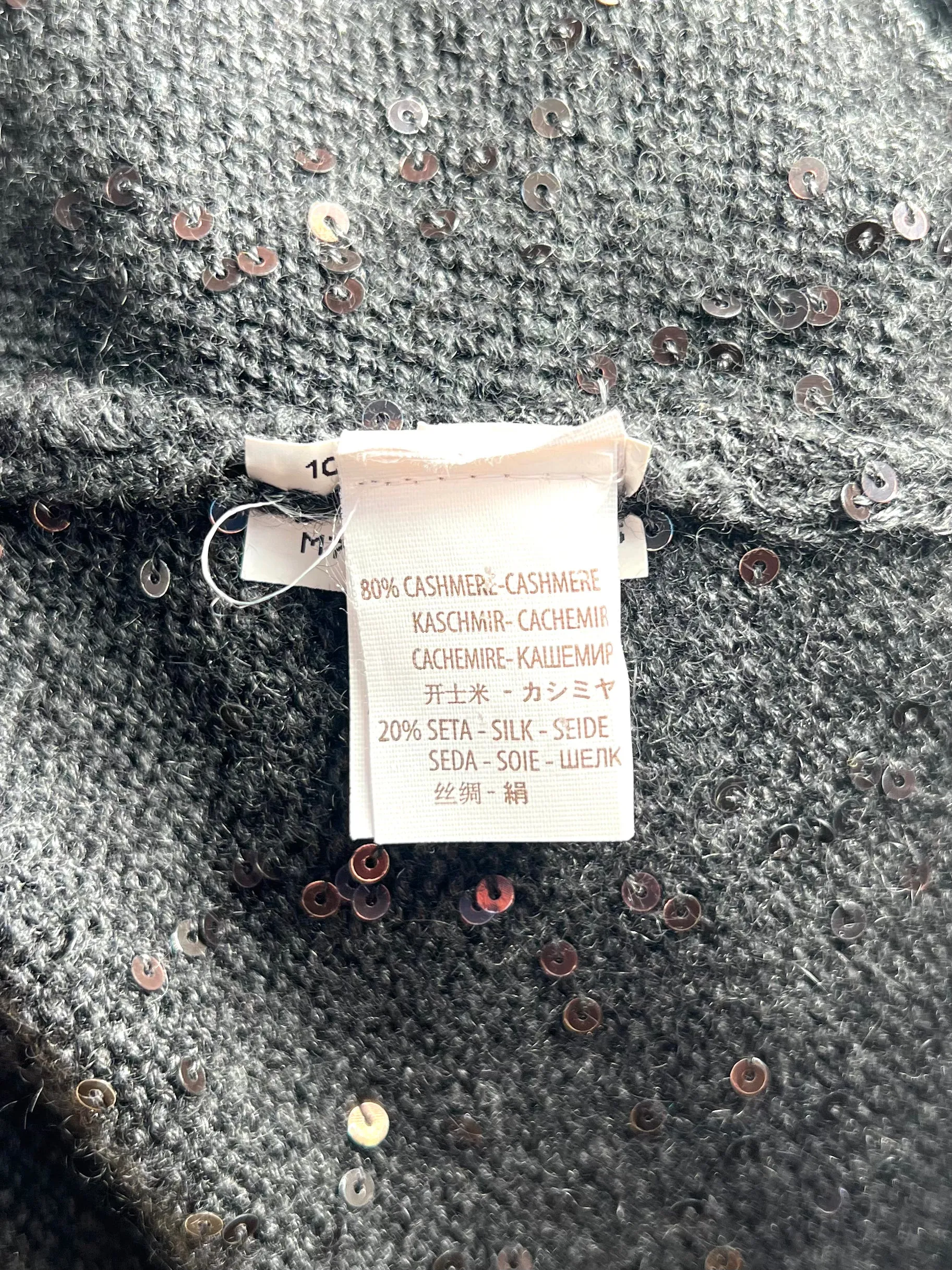 Brunello Cucinelli Grey Cashmere Sequin Wrap Sweater